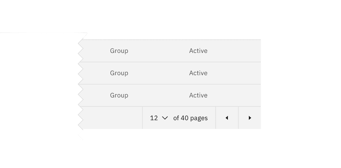 Example of pagination controls on data table